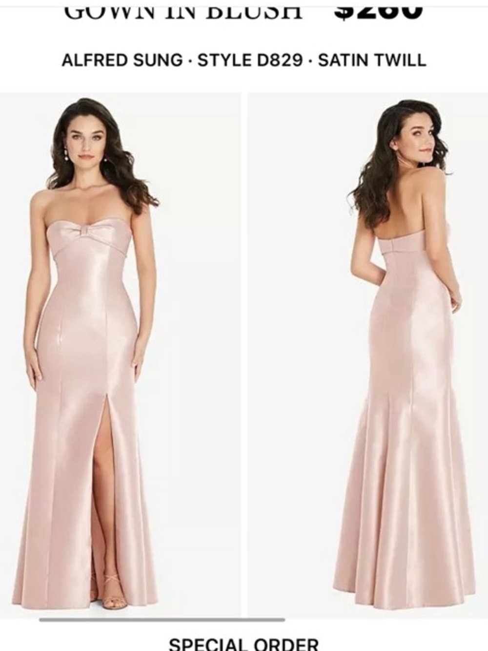 Alfred Sung Blush Strapless Satin Gown